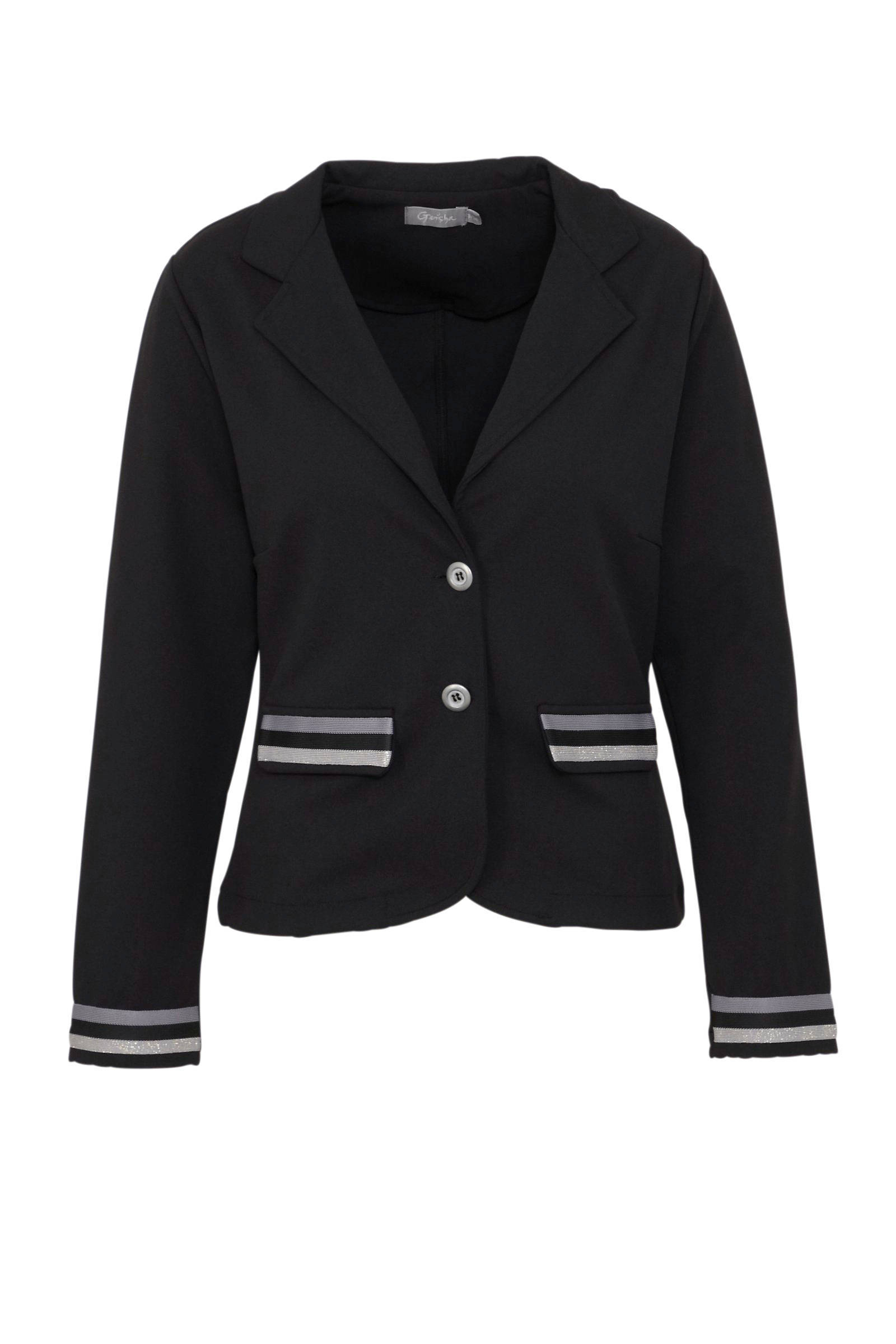 Geisha blazer met streepdetails zwart | wehkamp Goedkope geisha Dames Jassen in maat 3XL in de Uitverkoop