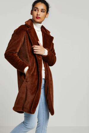 fake fur jas roodbruin