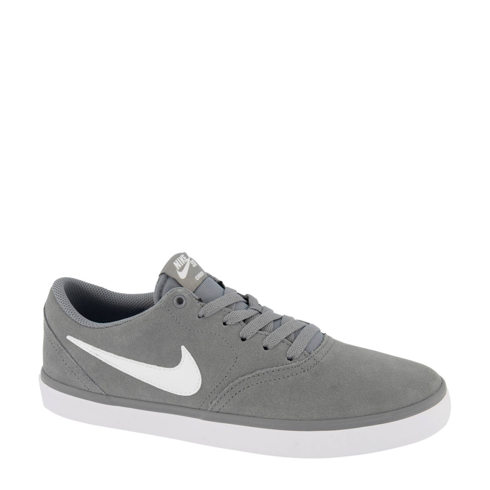 Nike SB Check Solar suède sneakers grijs/wit | wehkamp