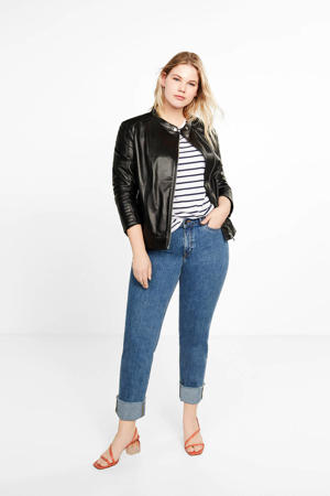 leren bikerjack zwart