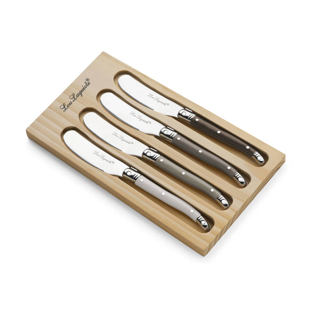 Lou Laguiole Tradition botermes (4-delig), Zilver