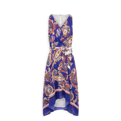 Morgan overslagjurk met paisley print blauw Morgan overslagjurk met paisley print blauw