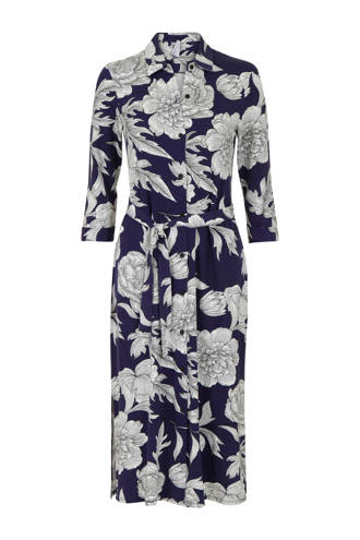 gebloemde blousejurk blauw