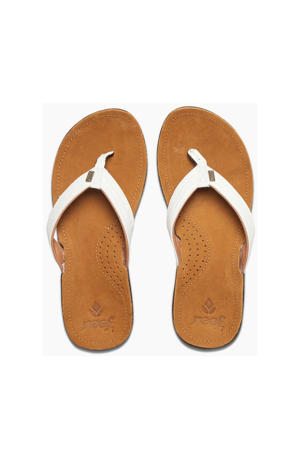 Miss J-Bay leren teenslippers wit