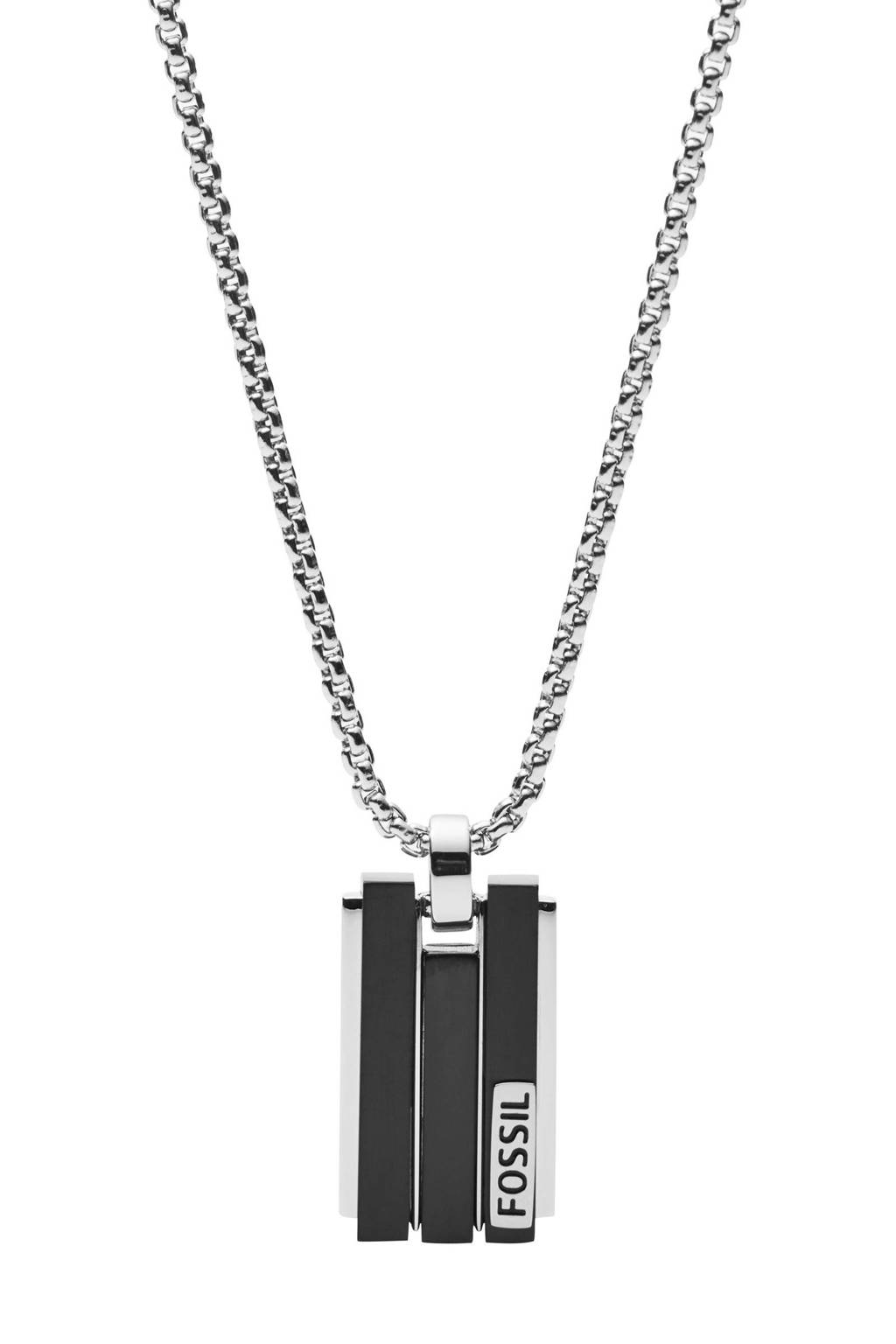 Fossil ketting JF03126998, Zilver/zwart