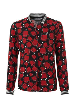blouse met all over print zwart/rood