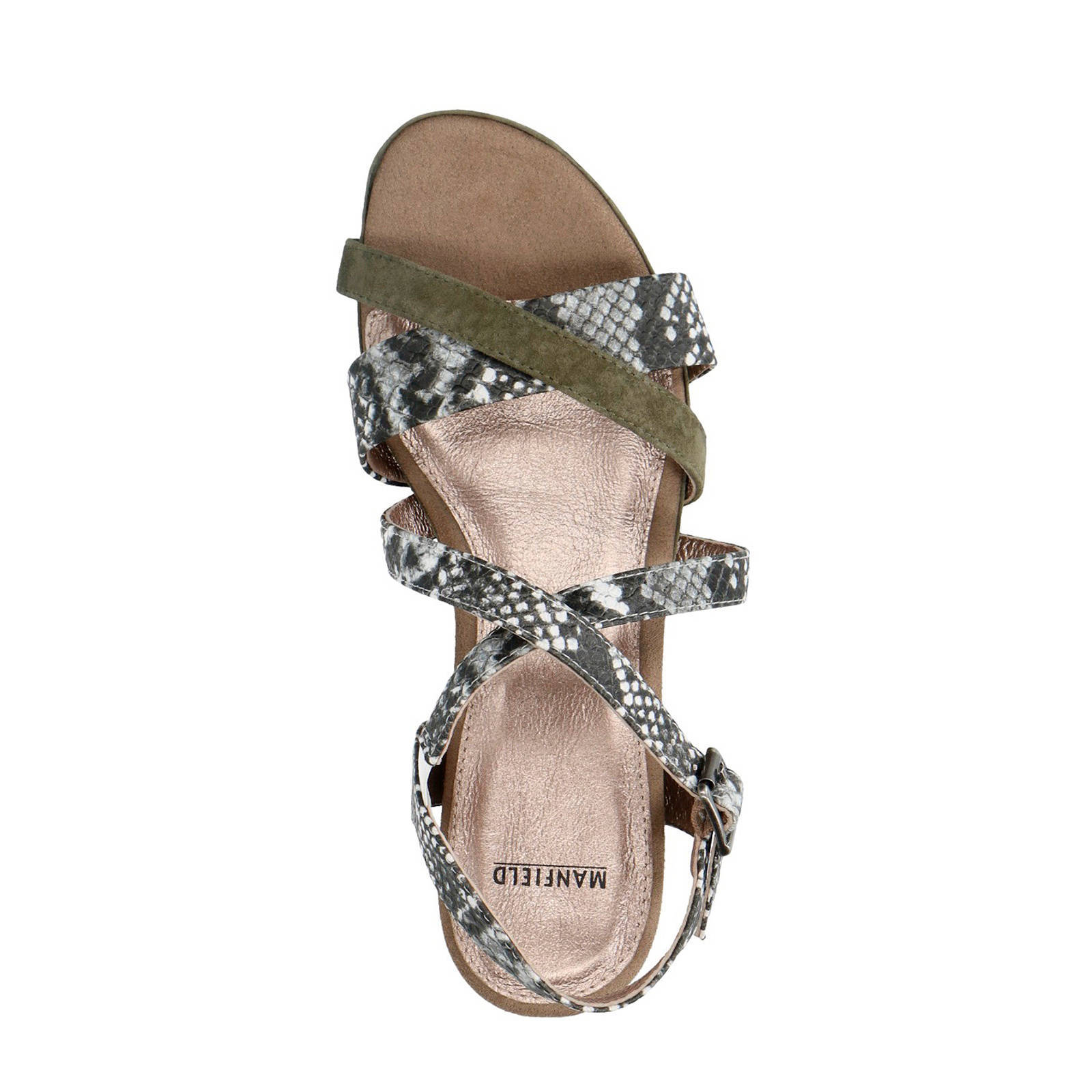 Manfield leren sandalen met slangenprint | wehkamp