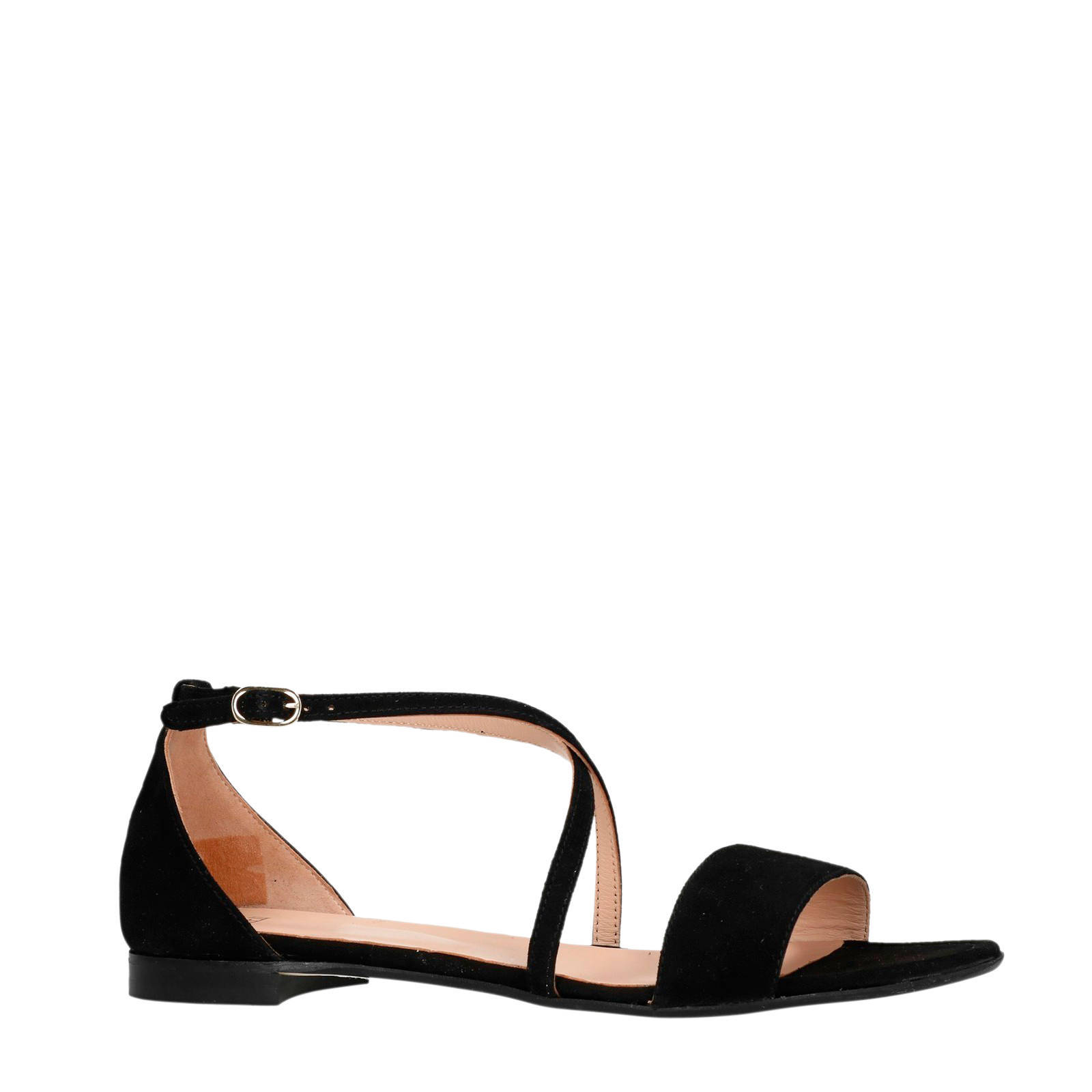 Manfield suède sandalen zwart | wehkamp