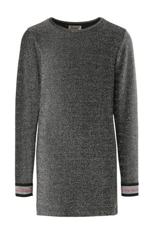 gemêleerde jurk zilver glitter/ zwart