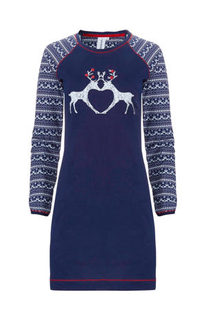 nachthemd met kerst print marine