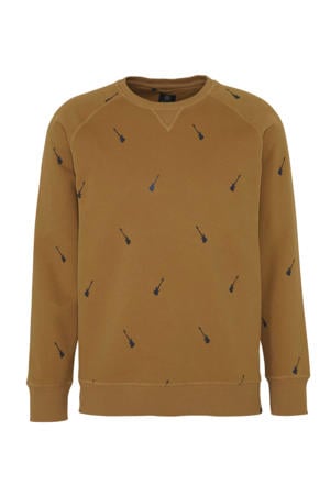 sweater met all over print camel/blauw