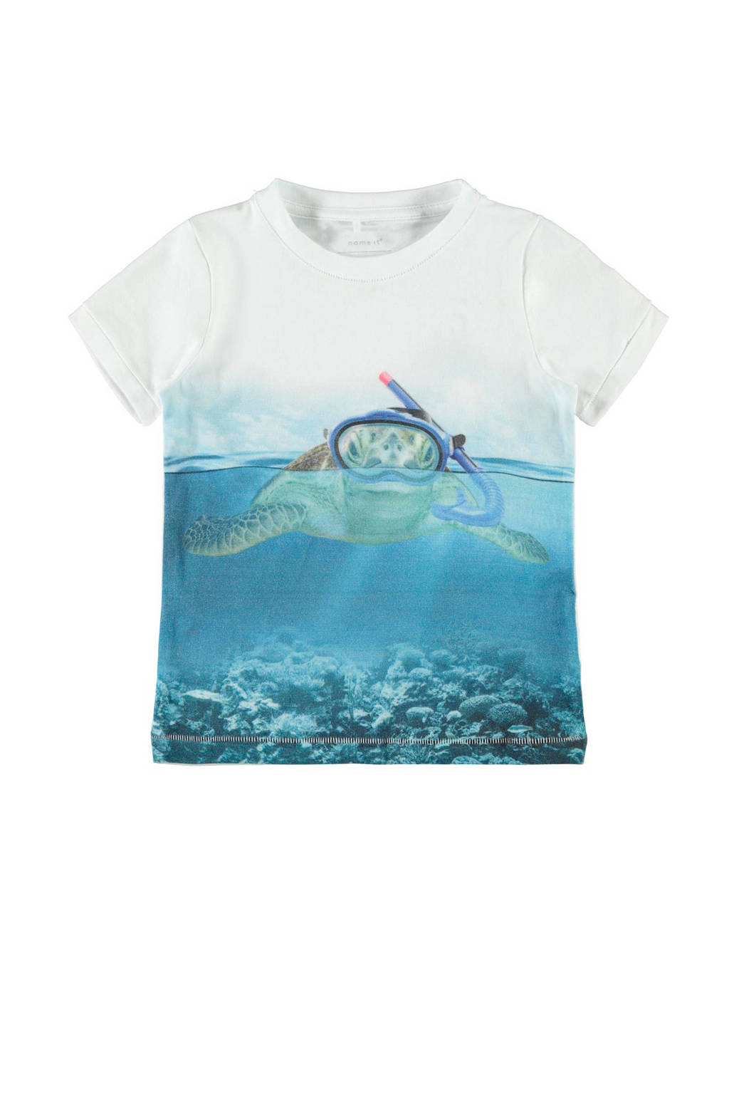 name it MINI T-shirt Jankok wit, Wit/ blauw