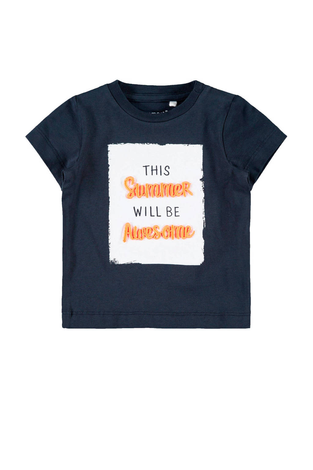 name it BABY newborn baby T-shirt Jeco met tekst blauw, Donkerblauw