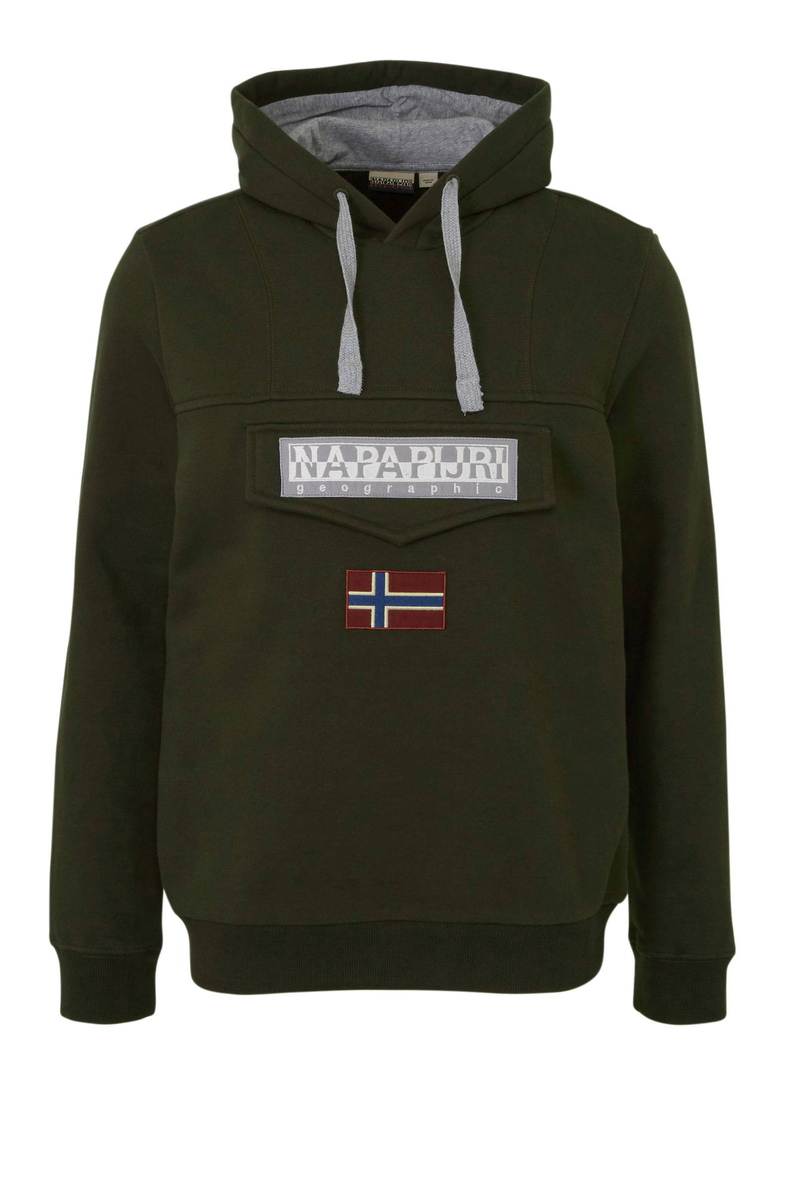Napapijri hoodie met logo en patches groen | wehkamp Napapijri sweater trui capuchon groen