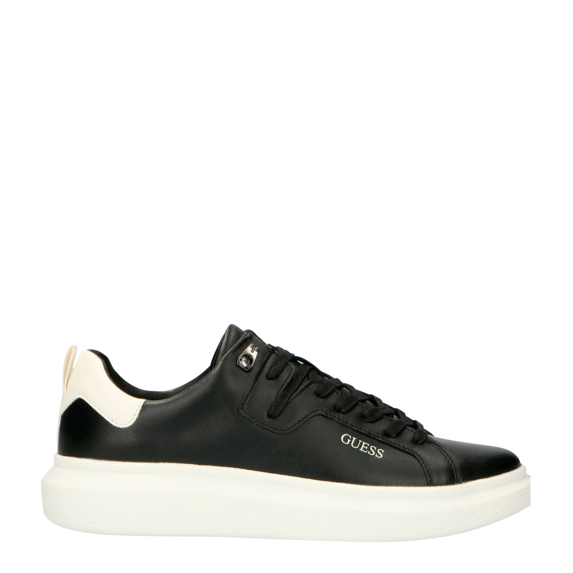 GUESS Kurt leren sneakers zwart/wit | wehkamp