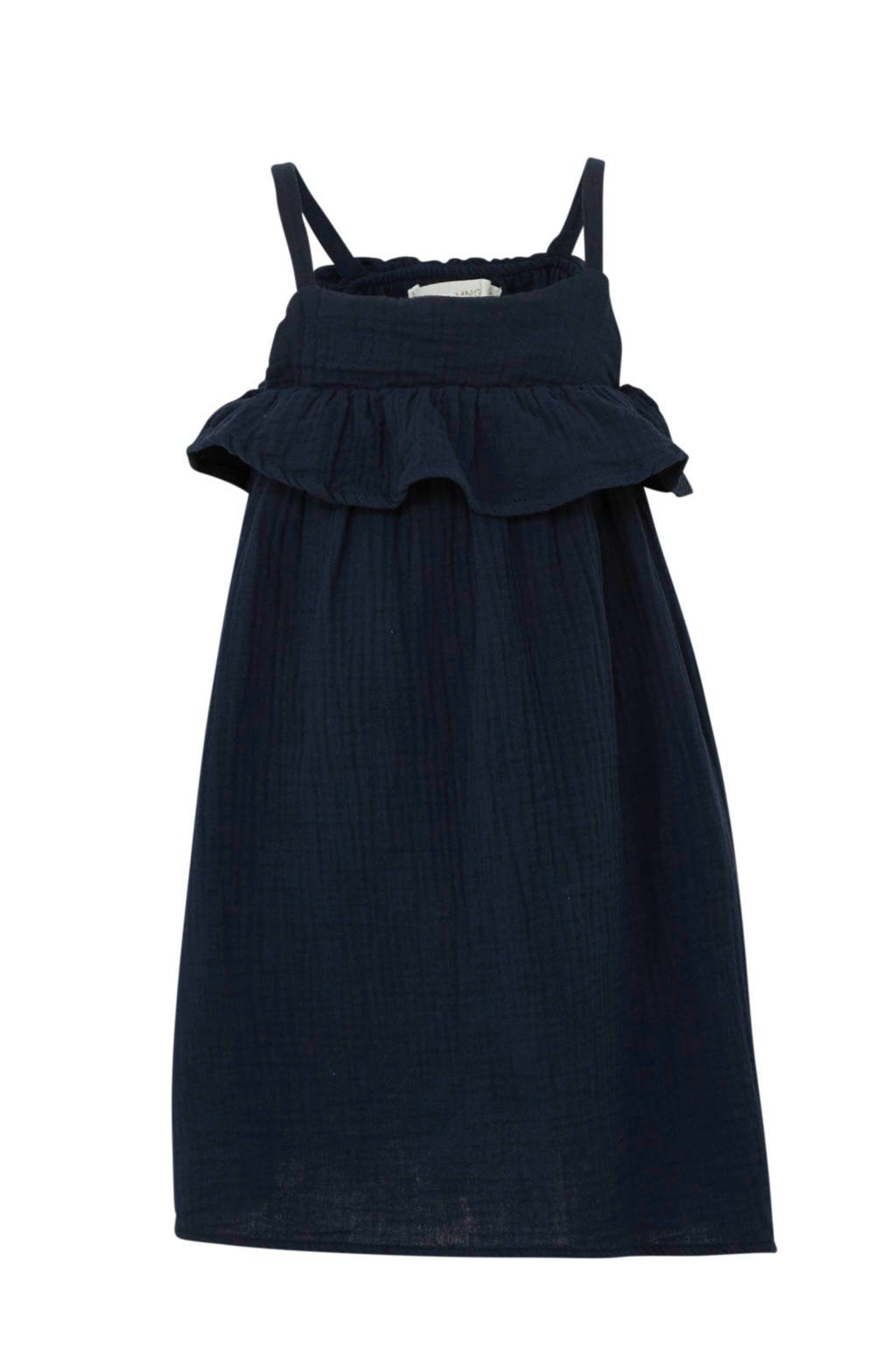 Mango Kids jurk met volant blauw, Donkerblauw