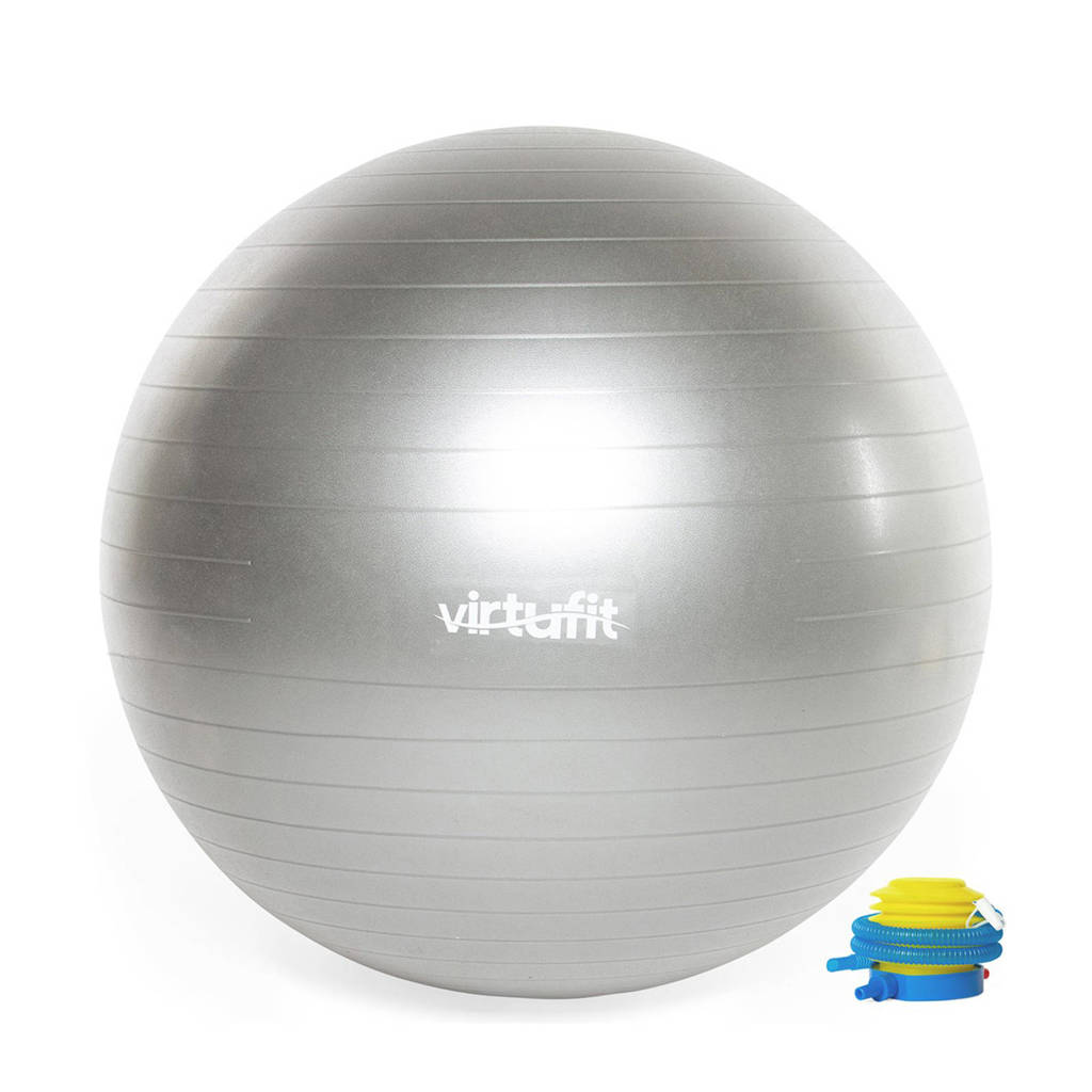 Virtufit Anti-Burst Fitnessbal Gymbal Grijs 65 cm met Pomp, Grijs/zilver