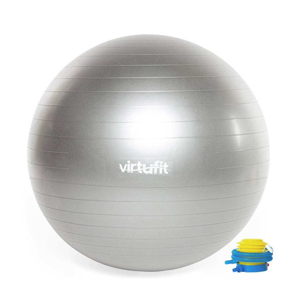 Virtufit Anti-Burst Fitnessbal Gymbal Grijs 75 cm met Pomp, Grijs/zilver
