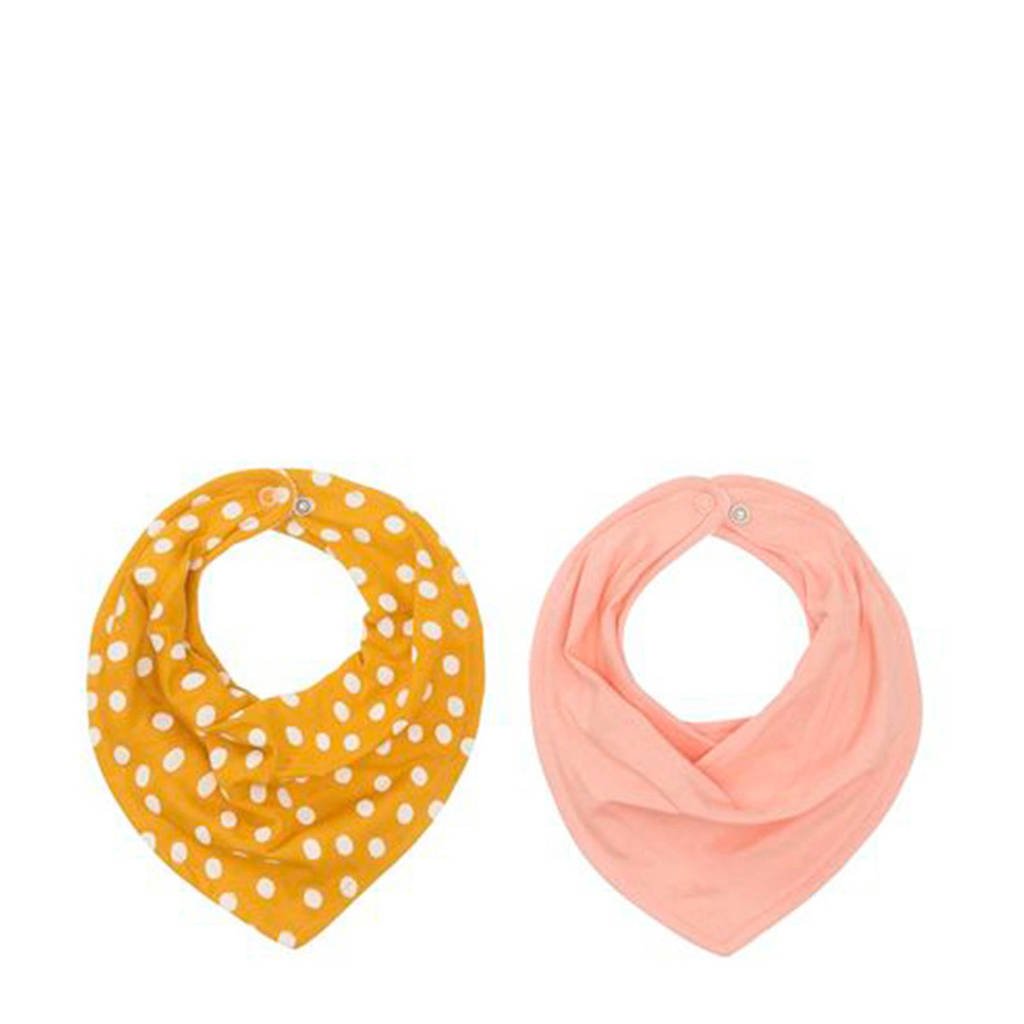 HEMA bandana slabbetjes roze/stip - set van 2, Oker
