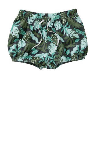sweatshort met bladprint kaki
