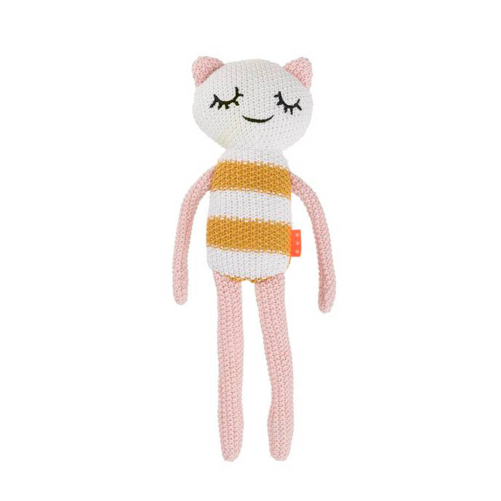 HEMA gebreide kat knuffel 31 cm, Roze