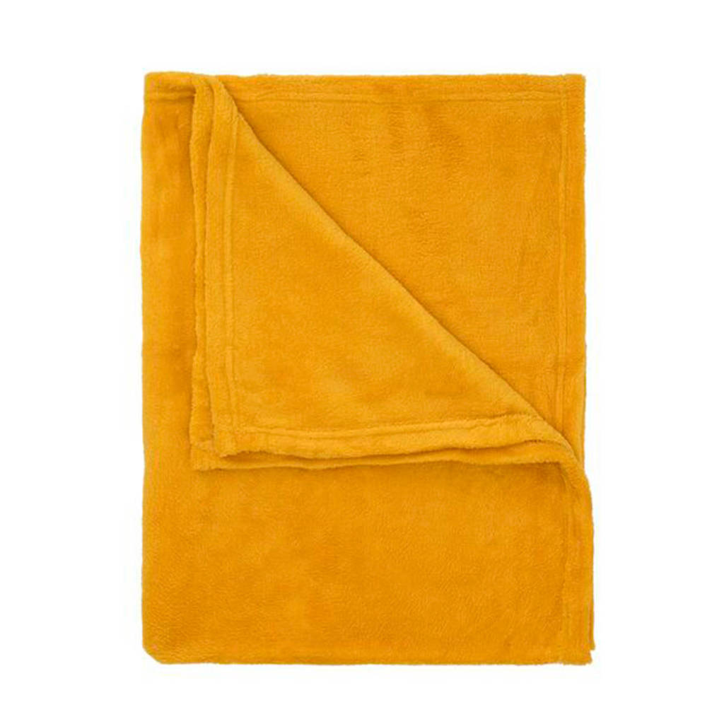 HEMA baby wiegdeken fleece 75x100 cm oker, Oker