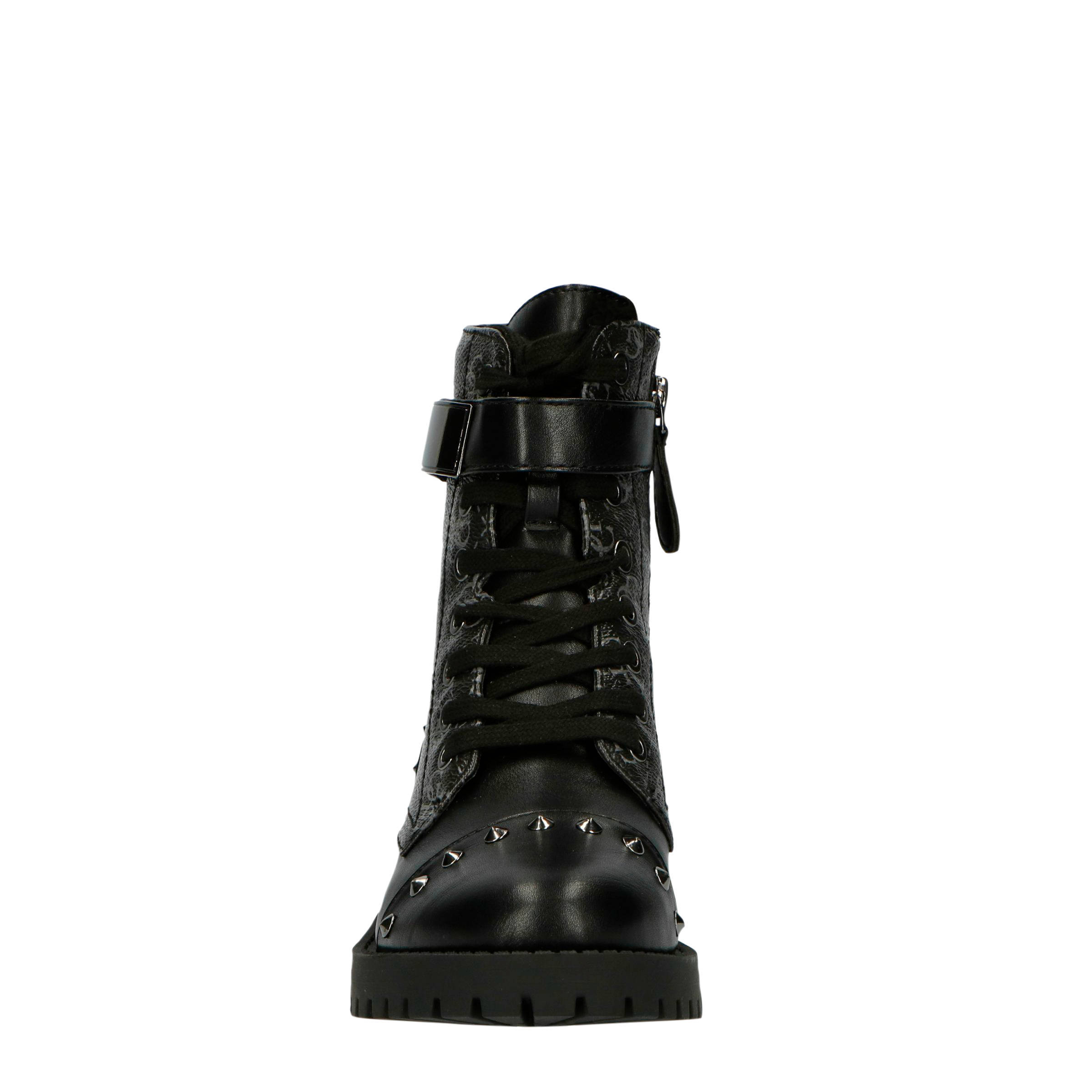 GUESS FL8HHAFAL10 veterboots met studs zwartgrijs | wehkamp GUESS FL8HHAFAL10 veterboots met studs zwartgrijs