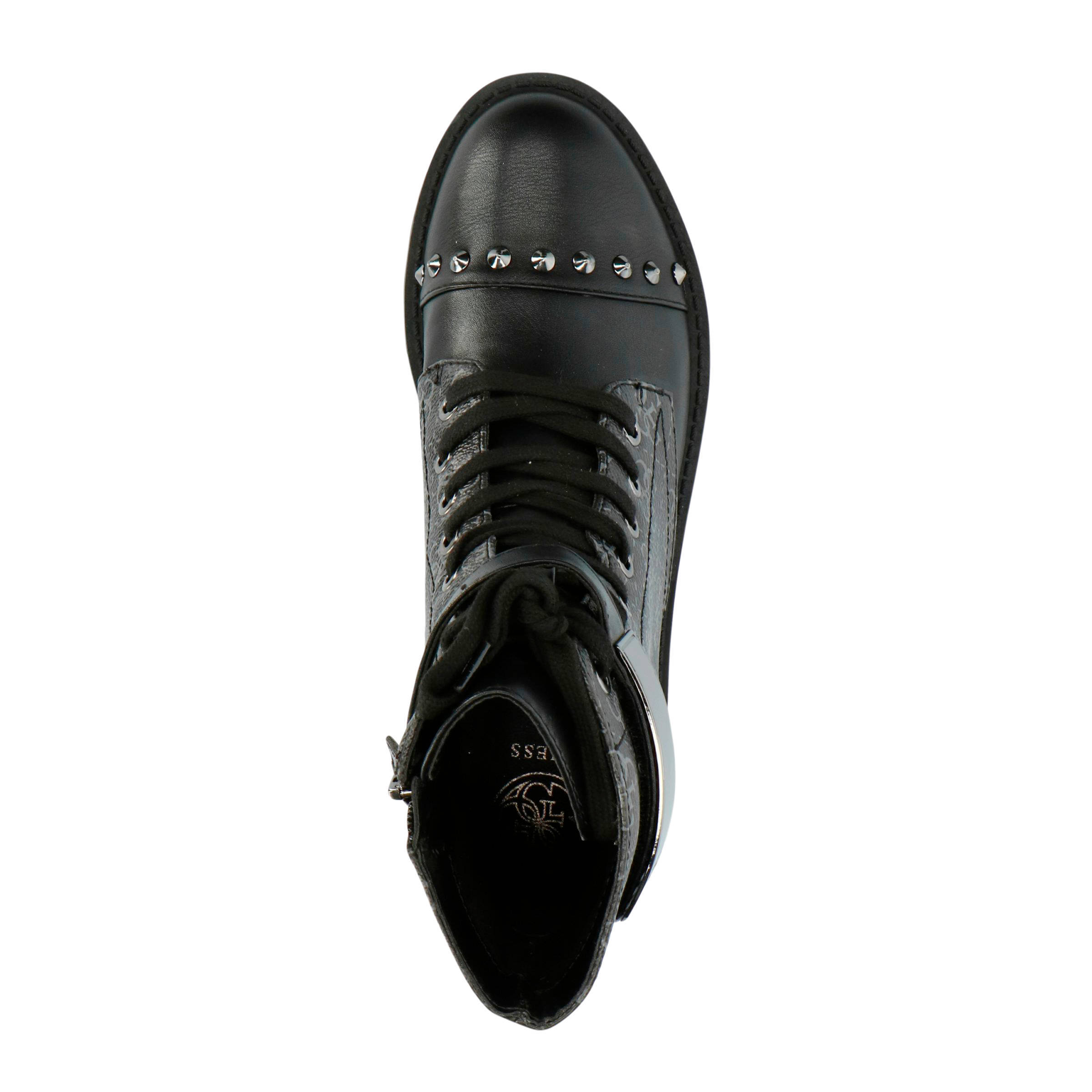 GUESS FL8HHAFAL10 veterboots met studs zwartgrijs | wehkamp GUESS FL8HHAFAL10 veterboots met studs zwartgrijs