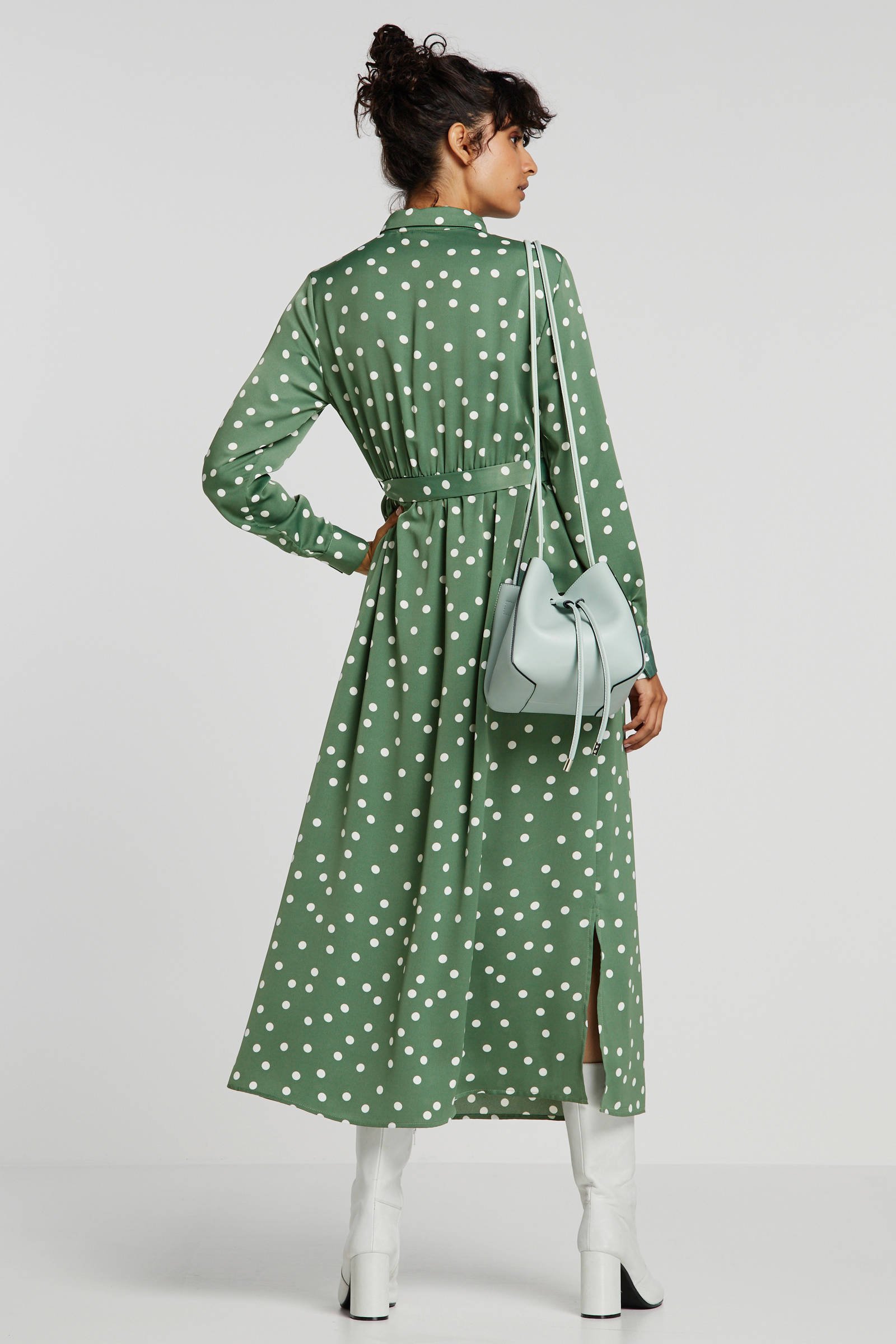 Gingham Object Jurk Groen Groene OBJECT Mini Jurk KENDRA L/S DRESS