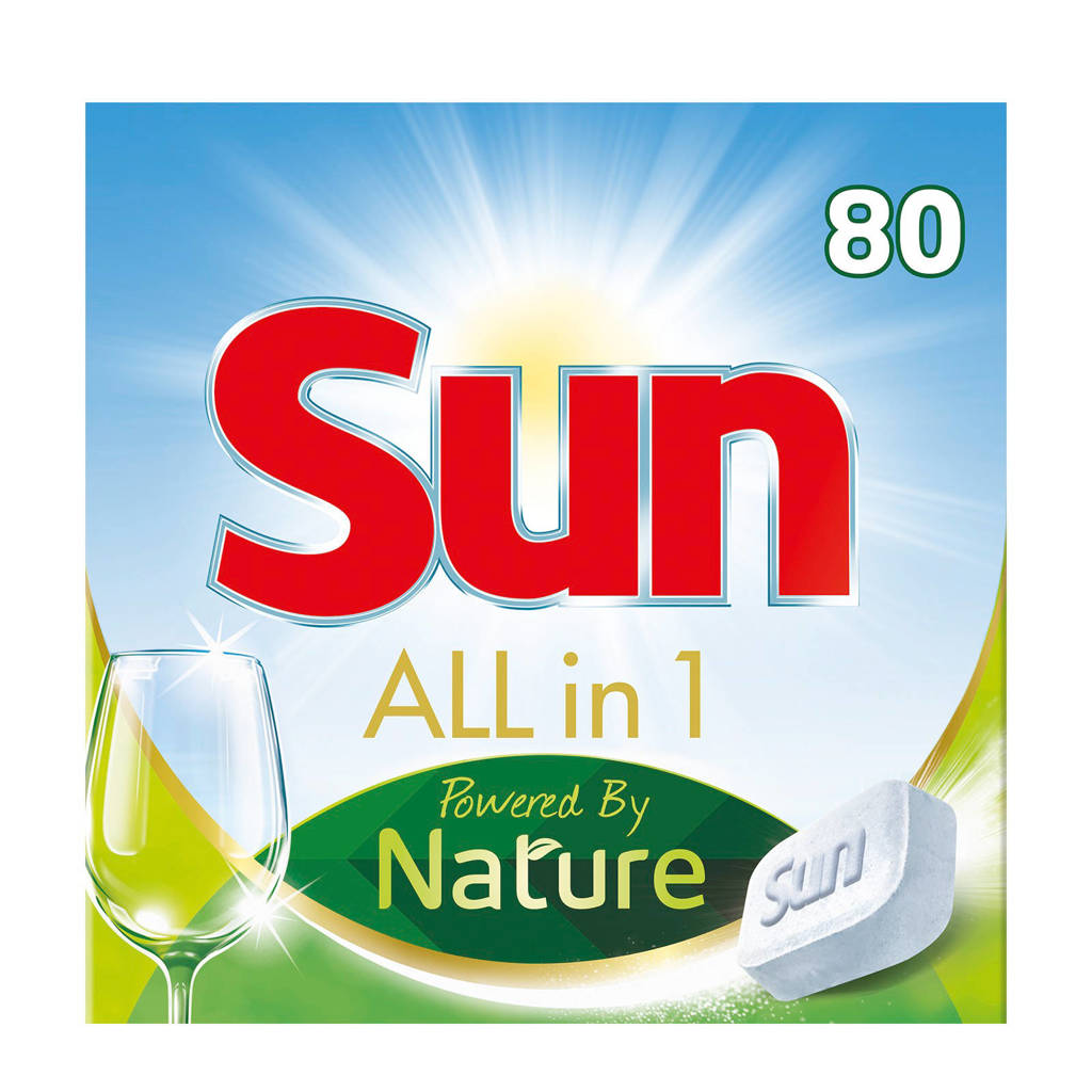 Sun All-in-1 vaatwasmiddel Powered by Nature - 80 vaatwastabletten - ecologisch