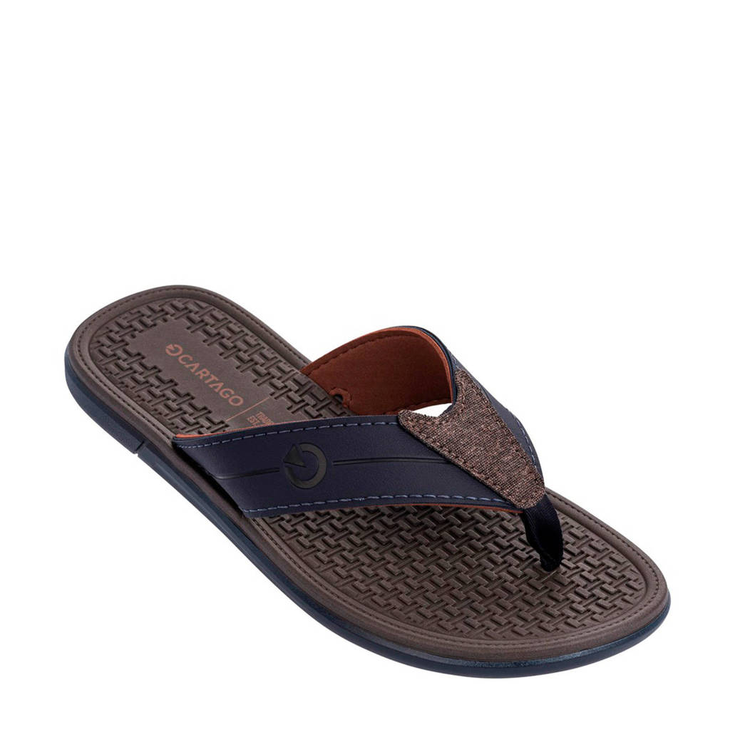 Cartago Mali teenslippers donkerblauw/bruin, Blauw/bruin