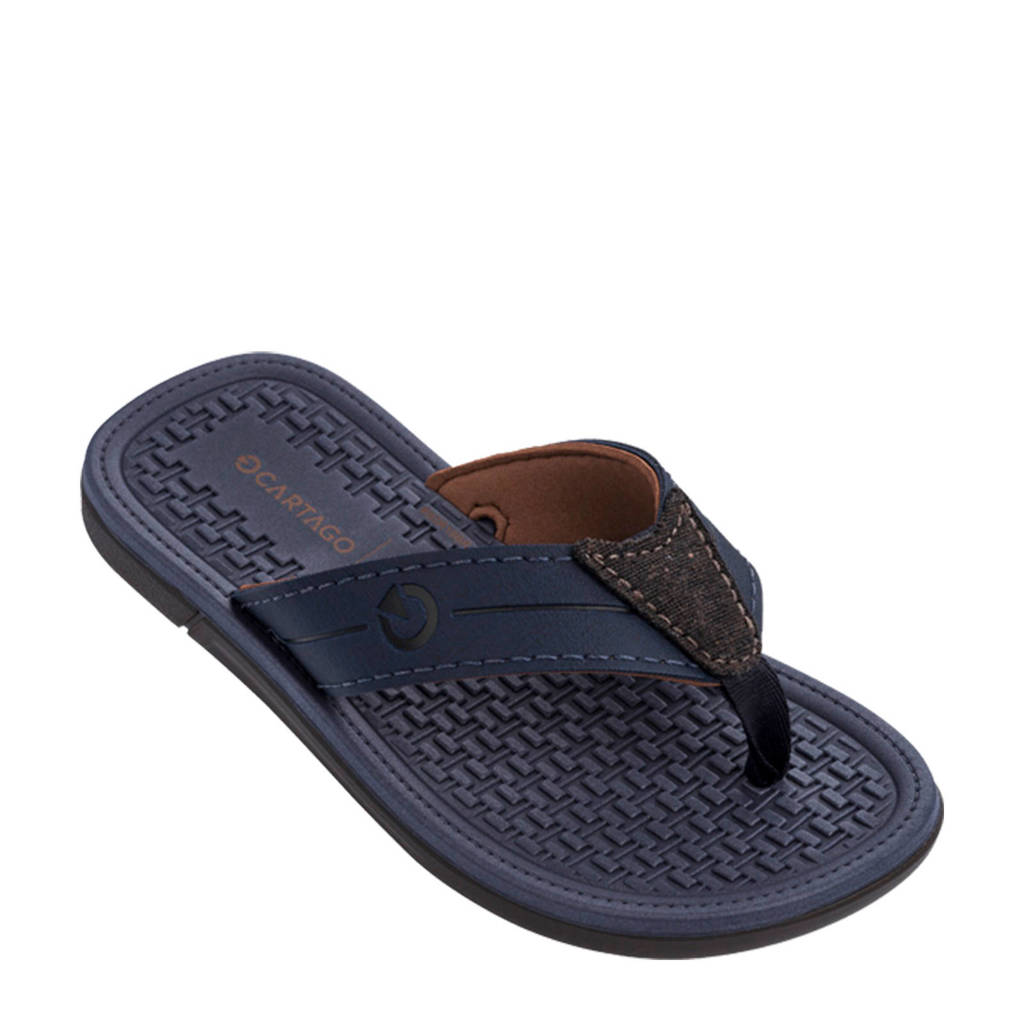 Cartago Mali teenslippers donkerblauw/bruin, Blauw/bruin