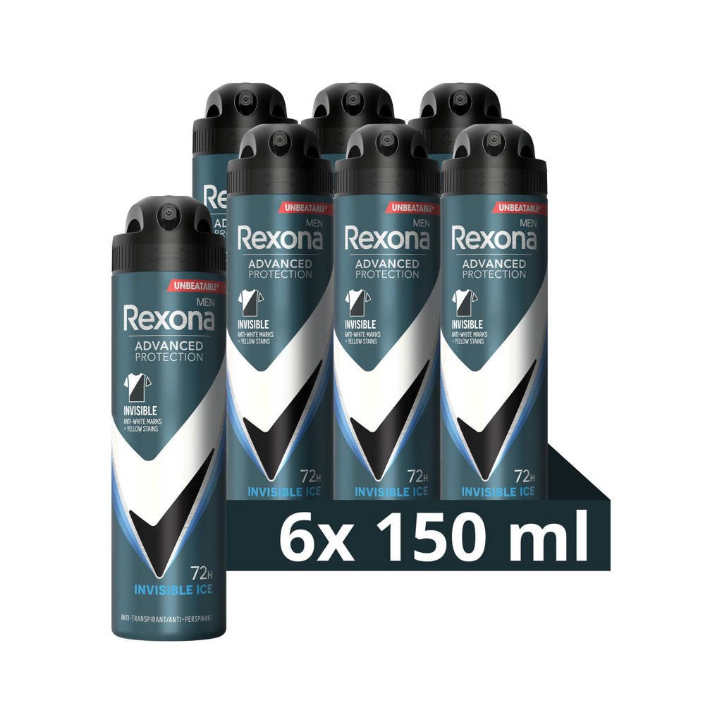 Rexona Men Invisible Ice deodorant spray - 6 x 150 ml - voordeelverpakking