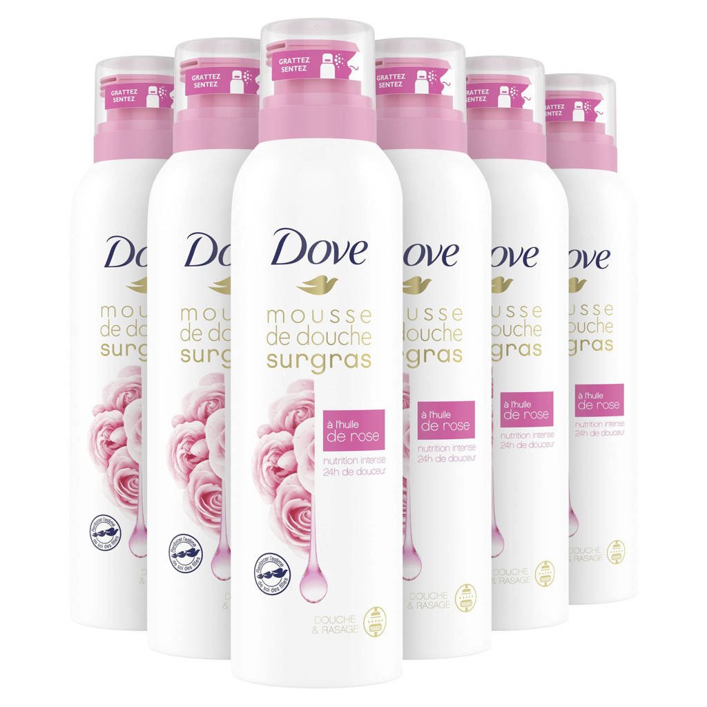 Dove Rose Oil doucheschuim - 6x200 ml - voordeelverpakking
