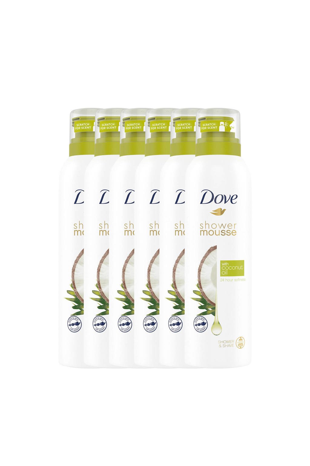 Dove Coconut Oil doucheschuim - 6x200 ml - voordeelverpakking
