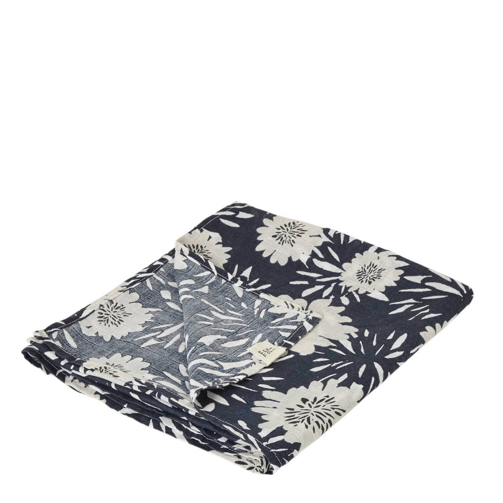 Petit Filippe swaddle hydrofiel doek 120x120 cm blauw, Blauw/wit