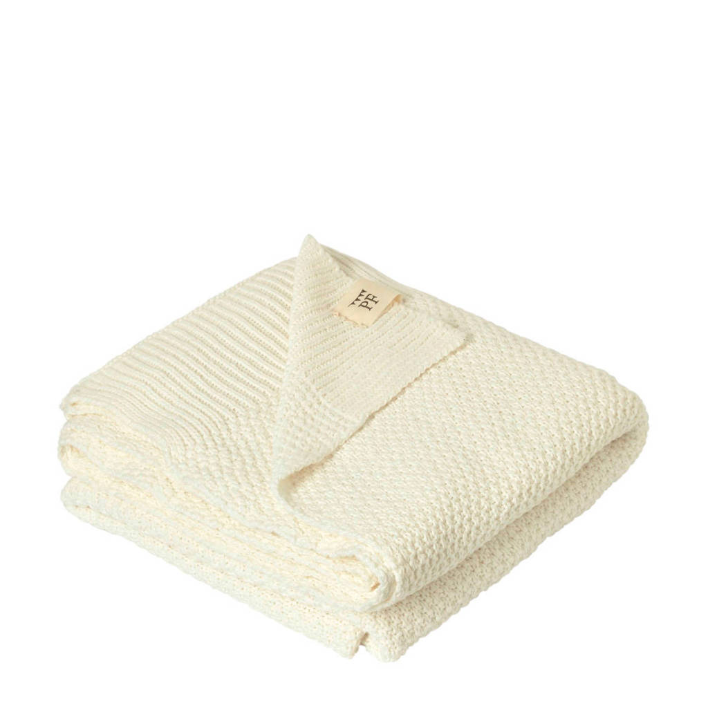 Petit Filippe gebreide baby deken naturel wit 130x80 cm
