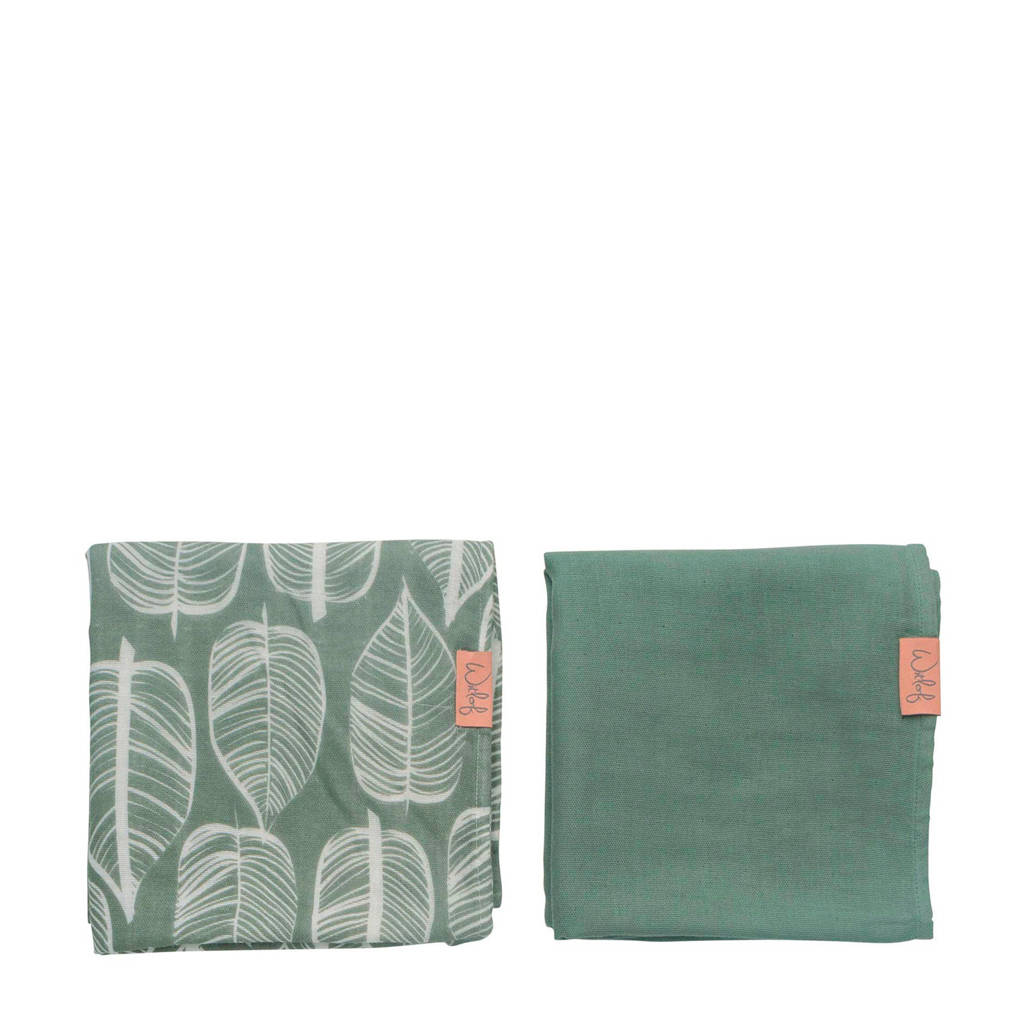 Witlof for kids hydrofiele doek 80x80 cm Beleaf sage green - set van 2, Groen