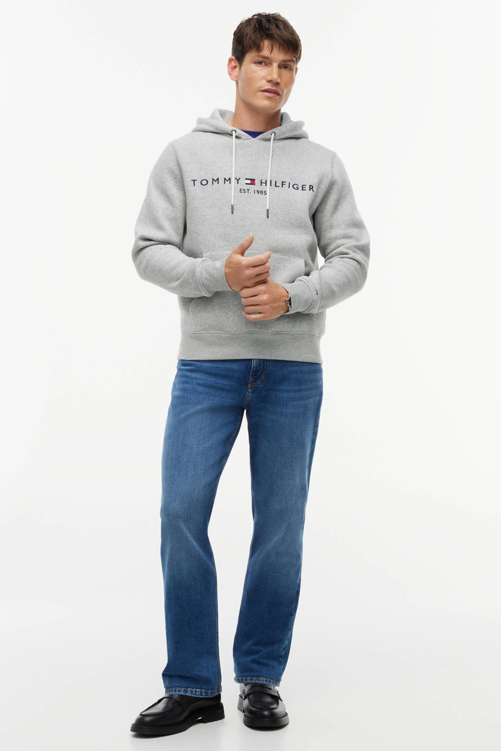 Tommy Hilfiger hoodie met logo grijs