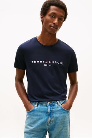 T-shirt van katoen donkerblauw