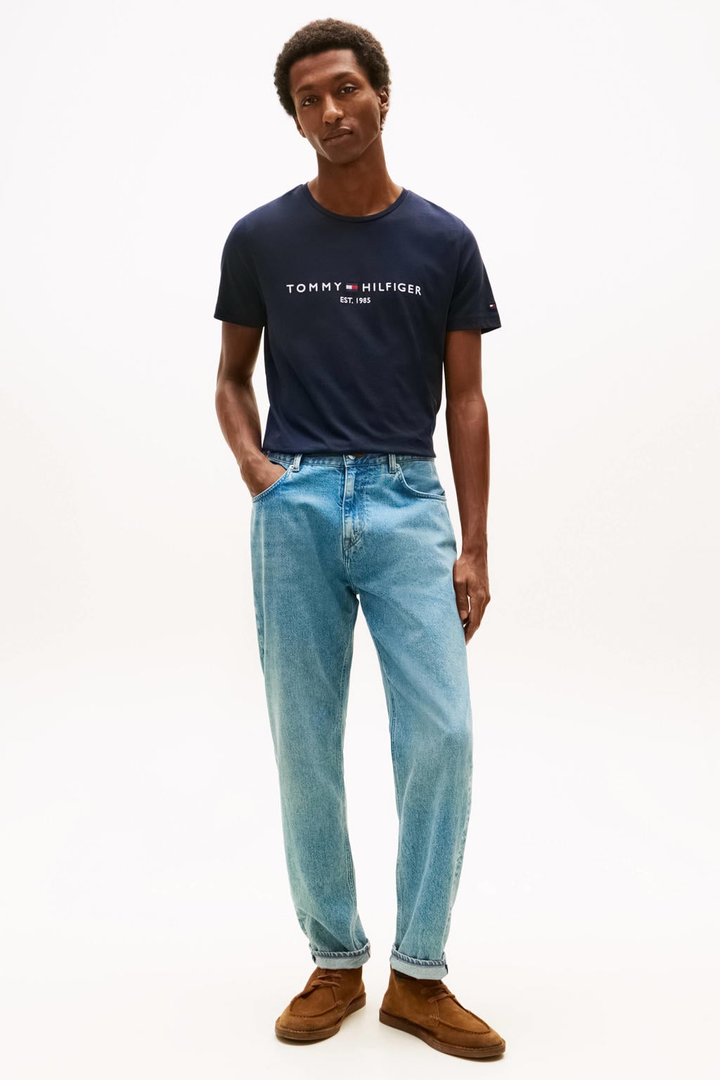 Tommy Hilfiger T-shirt van katoen donkerblauw