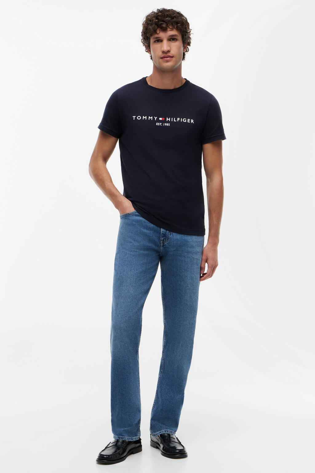 Tommy Hilfiger T-shirt van katoen donkerblauw