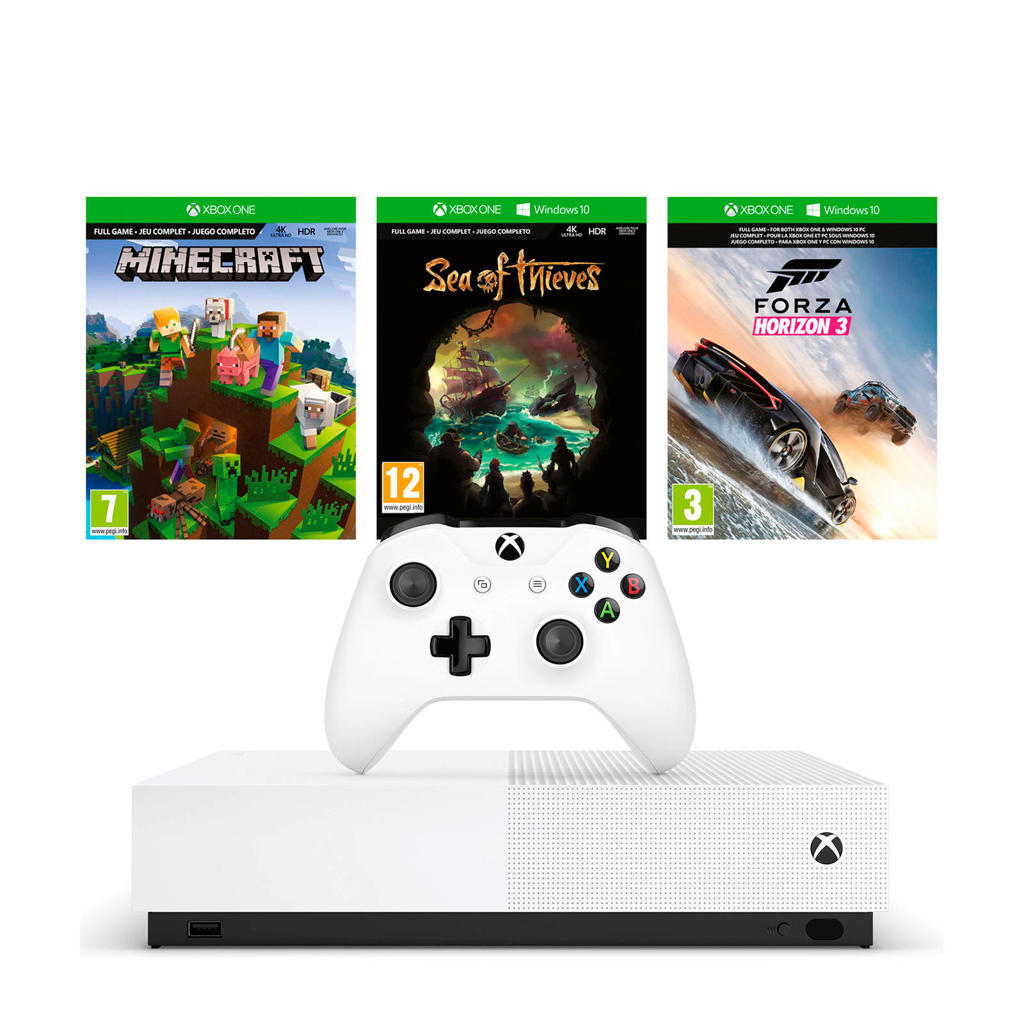 Microsoft Xbox One S All-Digital Edition console + Minecraft, Sea of Thieves en Forza Horizon 3 (downloads)