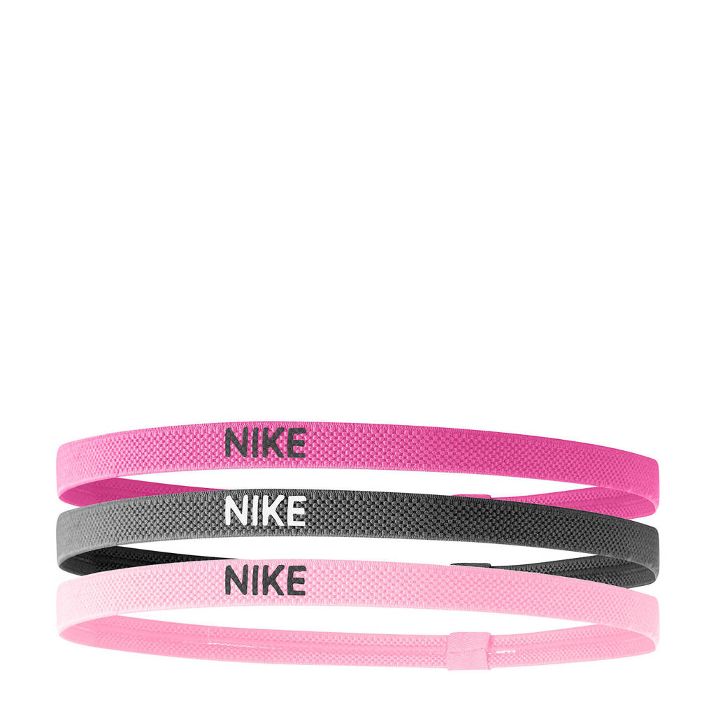 Nike haarbandjes (set van 3) fuchsia/grijs/roze, Fuchsia/grijs/roze