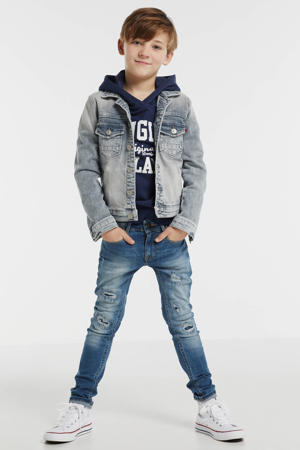 skinny jeans Tokyo met slijtage light denim