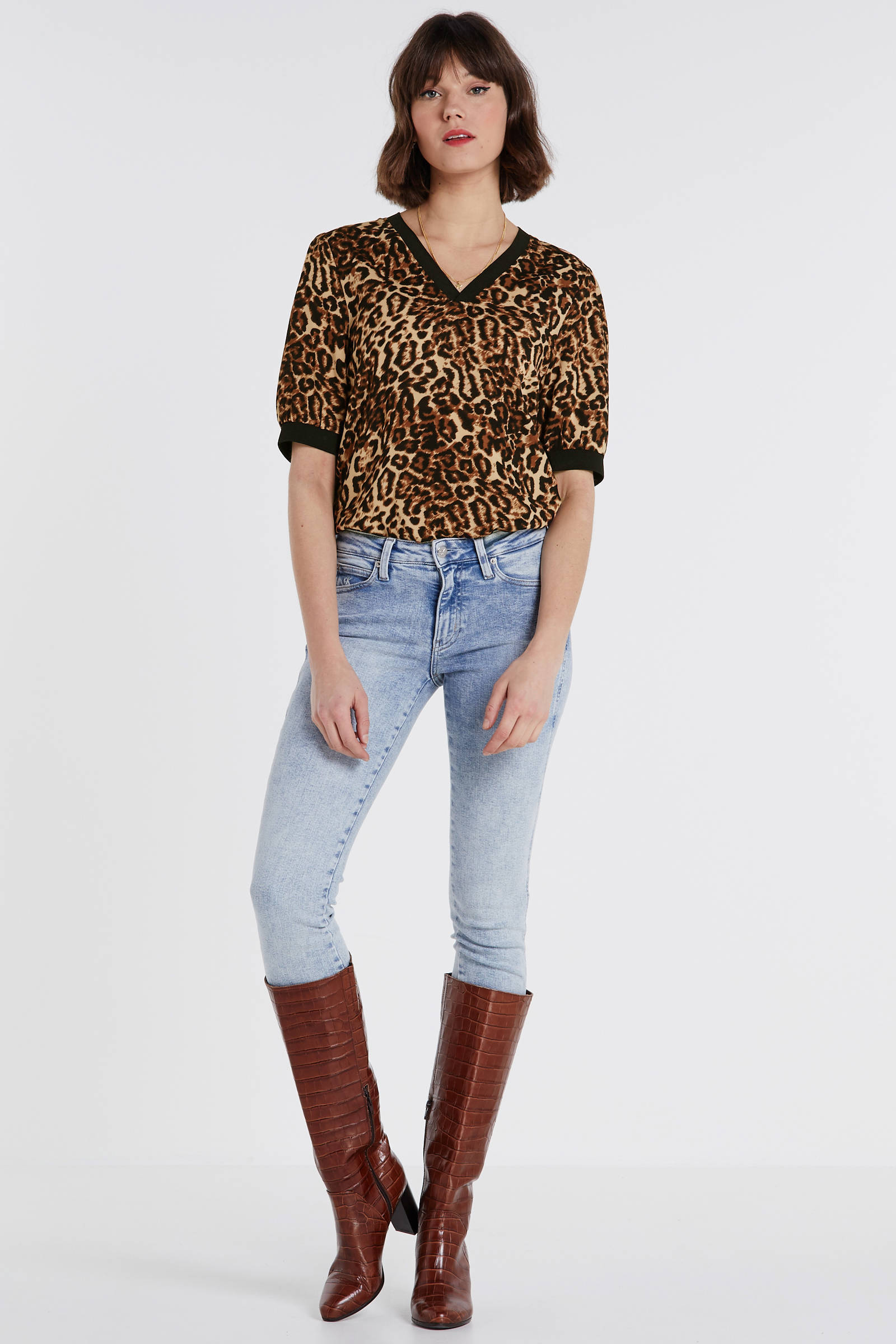 Sacha leren laarzen crocoprint cognac | wehkamp