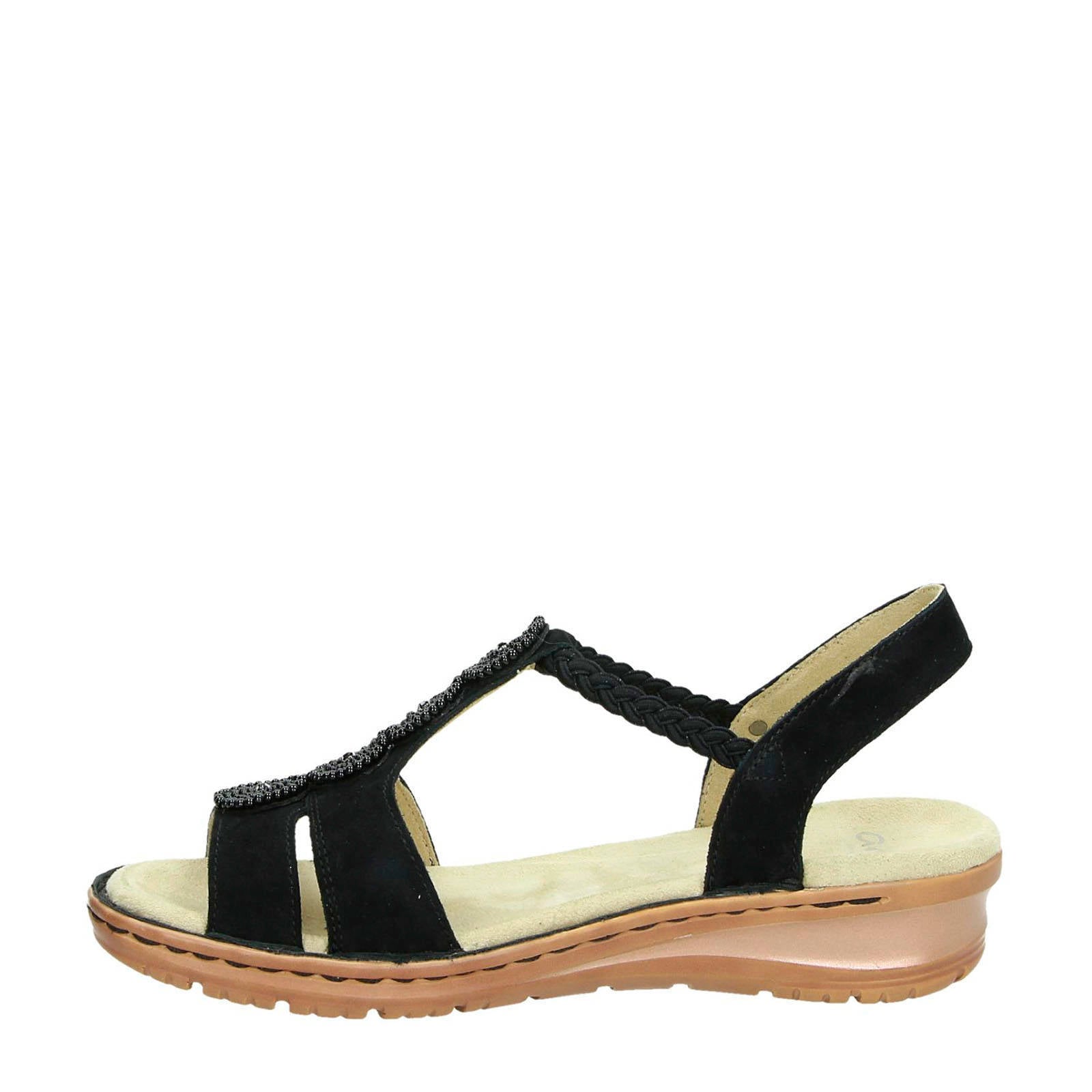 Ara nubuck sandalen zwart | wehkamp