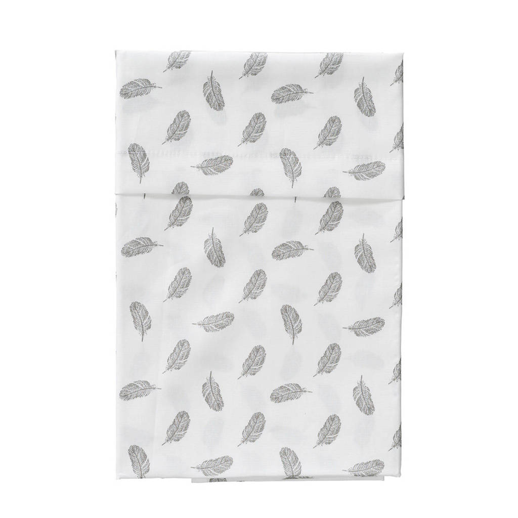 Cottonbaby ledikantlaken 120x150 cm veren grijs, Wit/grijs