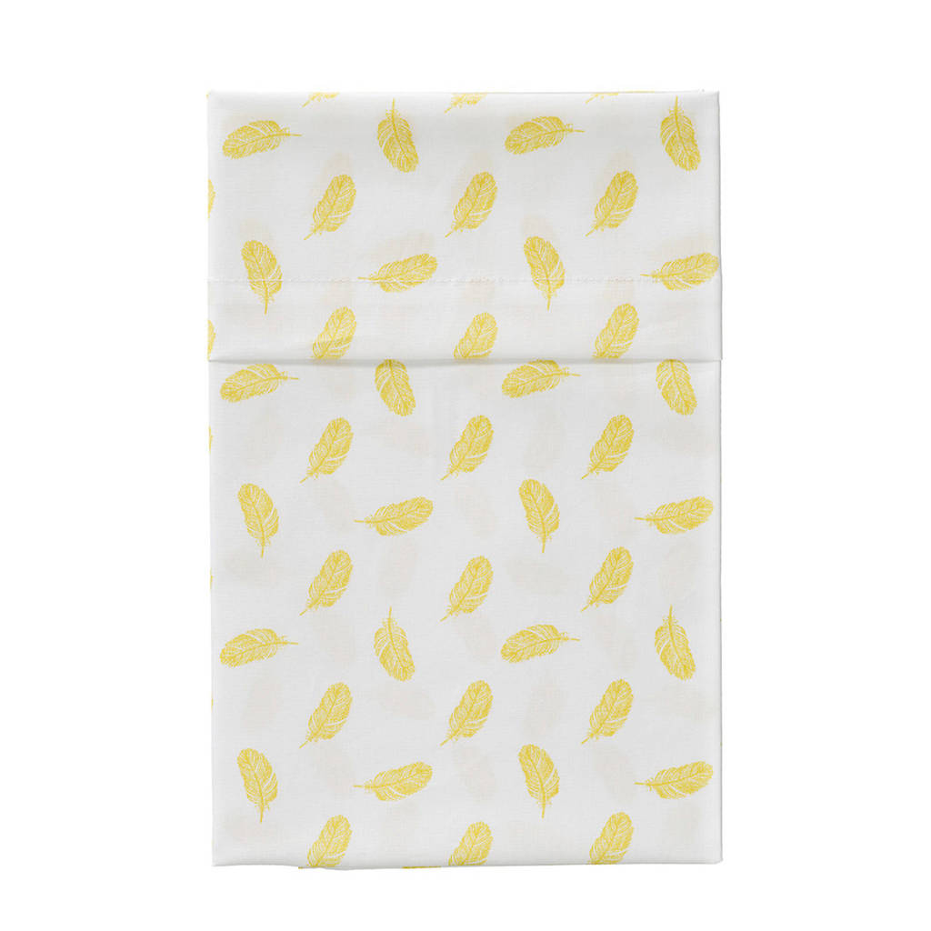 Cottonbaby baby wieglaken 75x90 cm veren oker, Wit/okergeel