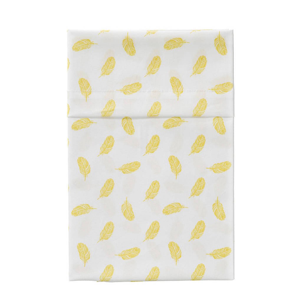 Cottonbaby wieglaken 75x90 cm veren oker, Wit/okergeel